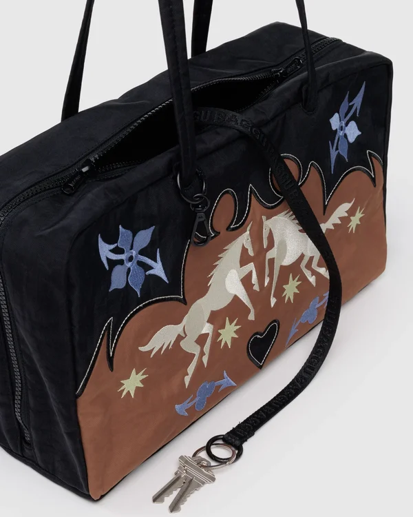 Medium Nylon Bowler Bag - Sale - Western Appliqué - Material: heavyweight-nylon