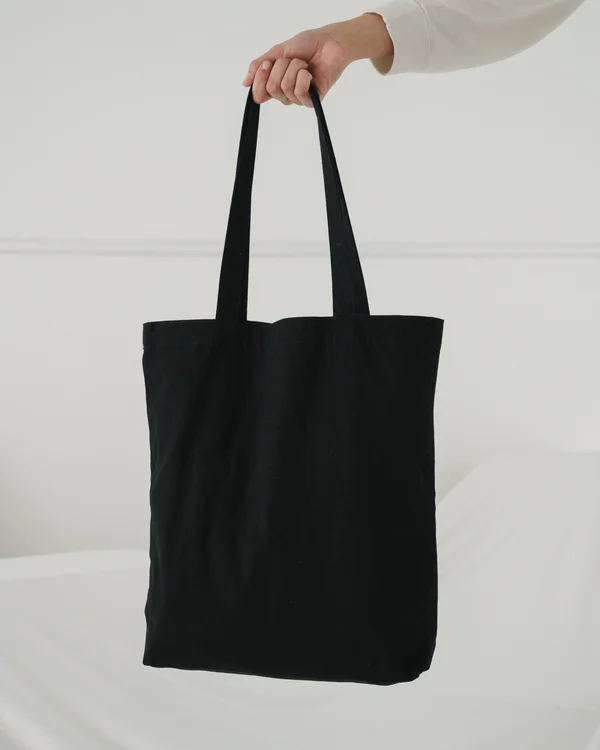 Merch Tote - Black, 15" x 11.75" x 3" - Material: canvas