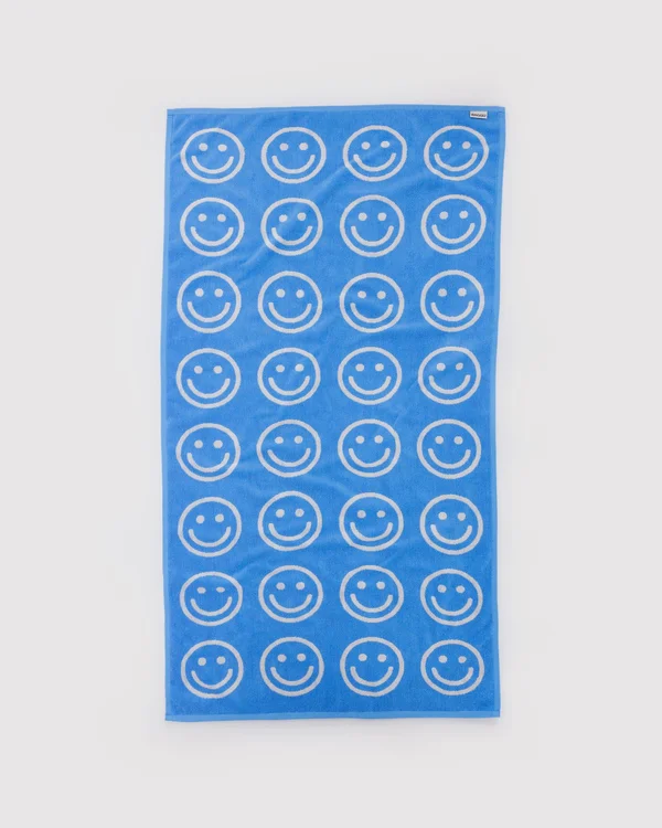 Bath Towel - Sky Blue Happy - Material: organic-cotton