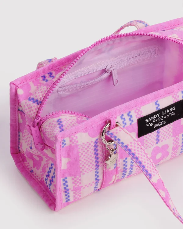Mini Nylon Market Bag - Market Plaid Pink - Size: OS