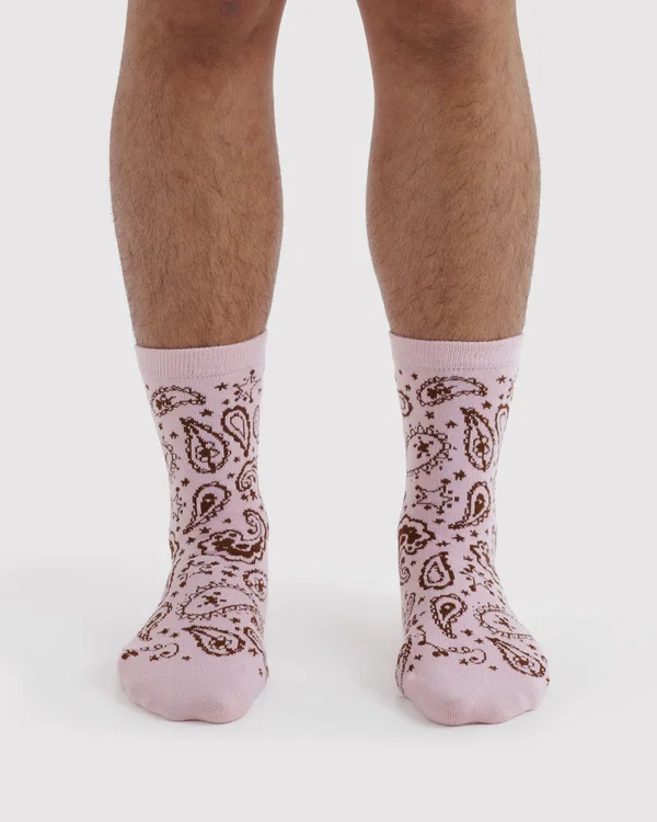 Crew Sock - Paisley Pink - Size: OS