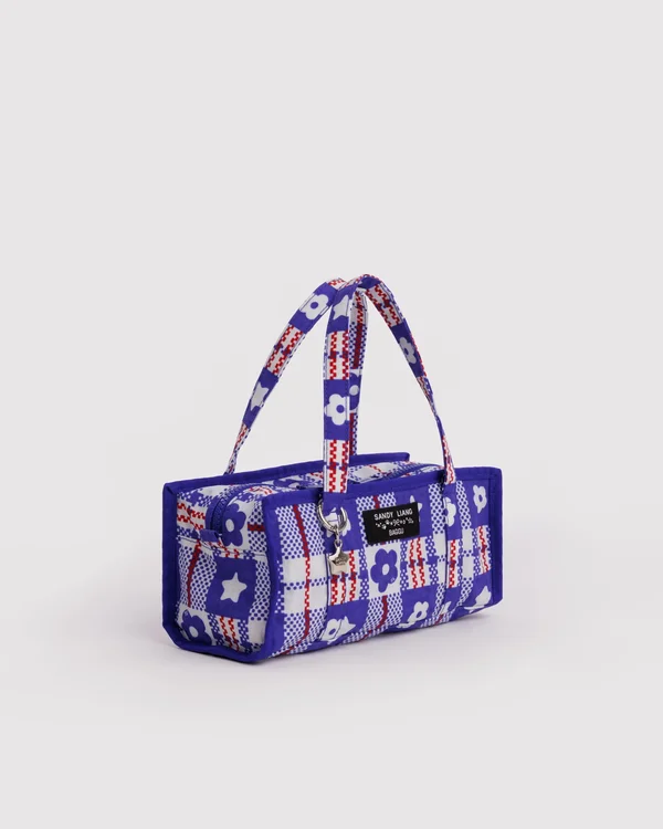 Mini Nylon Market Bag - Market Plaid Blue - Size: OS