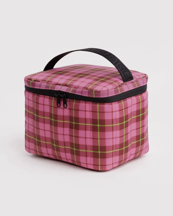 Puffy Lunch Bag - Azalea Pink Tartan - Size: OS
