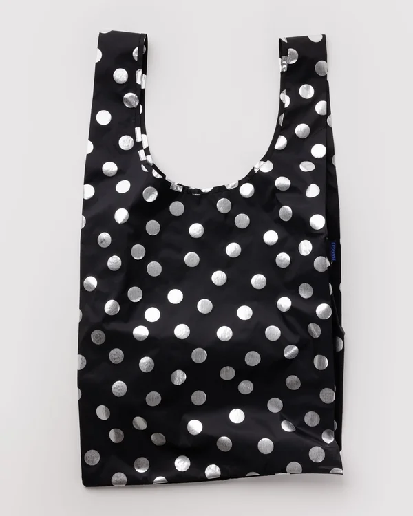 Big Baggu - Silver Metallic Polka Dot - Material: ripstop-nylon