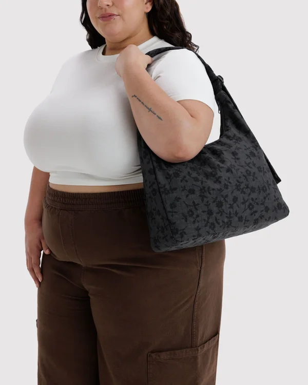 Nylon Shoulder Bag - Charcoal Ditsy Floral - Material: heavyweight-nylon