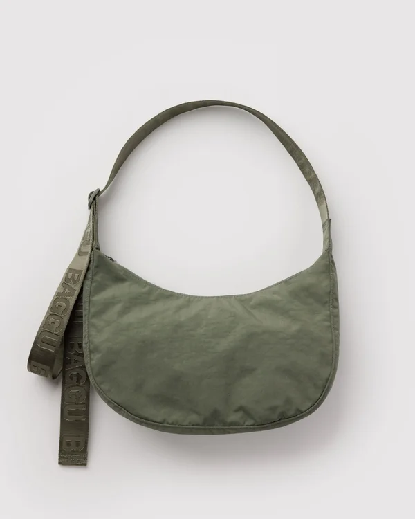 Medium Nylon Crescent Bag - Caper