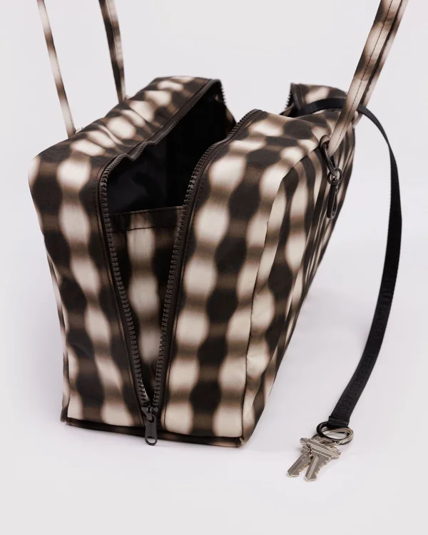 Medium Nylon Bowler Bag - Sale - Blurred Gingham Brown