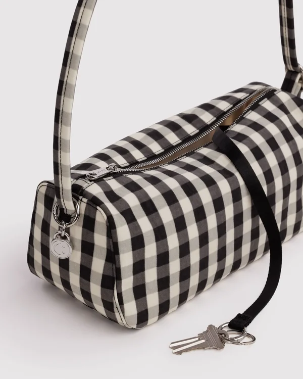 Nylon Loaf Bag - Black And Cream Gingham - Material: heavyweight-nylon